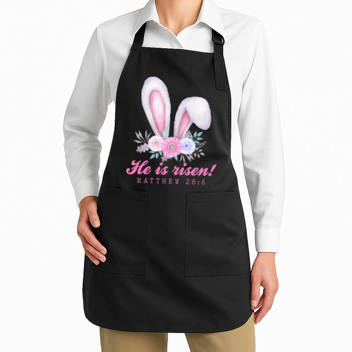 He Is Risen Easter Sunday Bunny Floral Apron