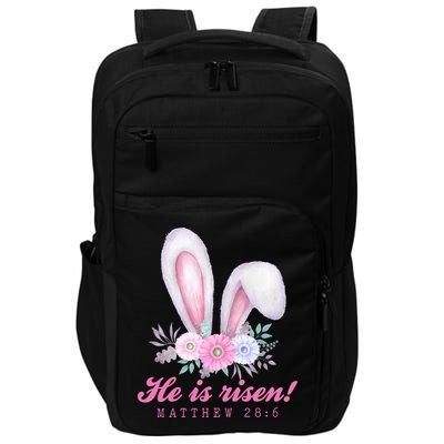 He Is Risen Easter Sunday Bunny Floral Impact Tech Backpack