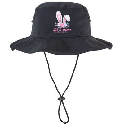 He Is Risen Easter Sunday Bunny Floral Bucket Hat