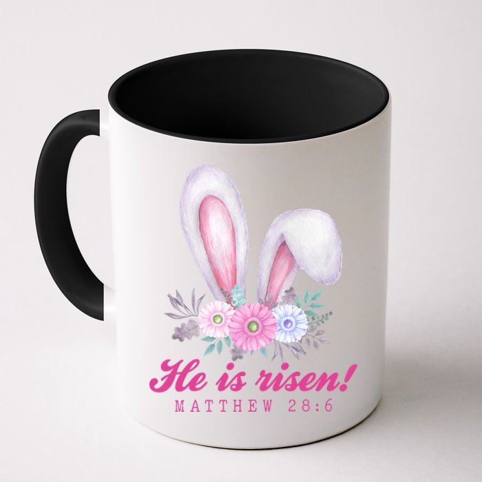 He Is Risen Easter Sunday Bunny Floral Mug