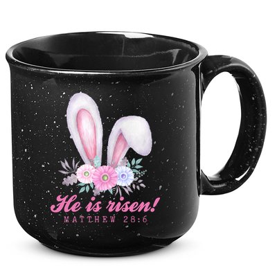 He Is Risen Easter Sunday Bunny Floral 15oz Campfire Ceramic Mug