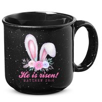 He Is Risen Easter Sunday Bunny Floral 15oz Campfire Ceramic Mug