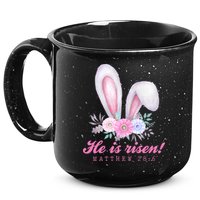 He Is Risen Easter Sunday Bunny Floral 15oz Campfire Ceramic Mug