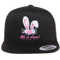 He Is Risen Easter Sunday Bunny Floral Flatbill Hat