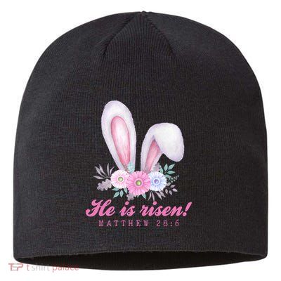He Is Risen Easter Sunday Bunny Floral Sustainable Beanie