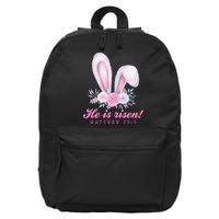 He Is Risen Easter Sunday Bunny Floral 16 in Basic Backpack