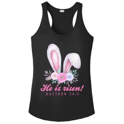 He Is Risen Easter Sunday Bunny Floral Ladies PosiCharge Competitor Racerback Tank