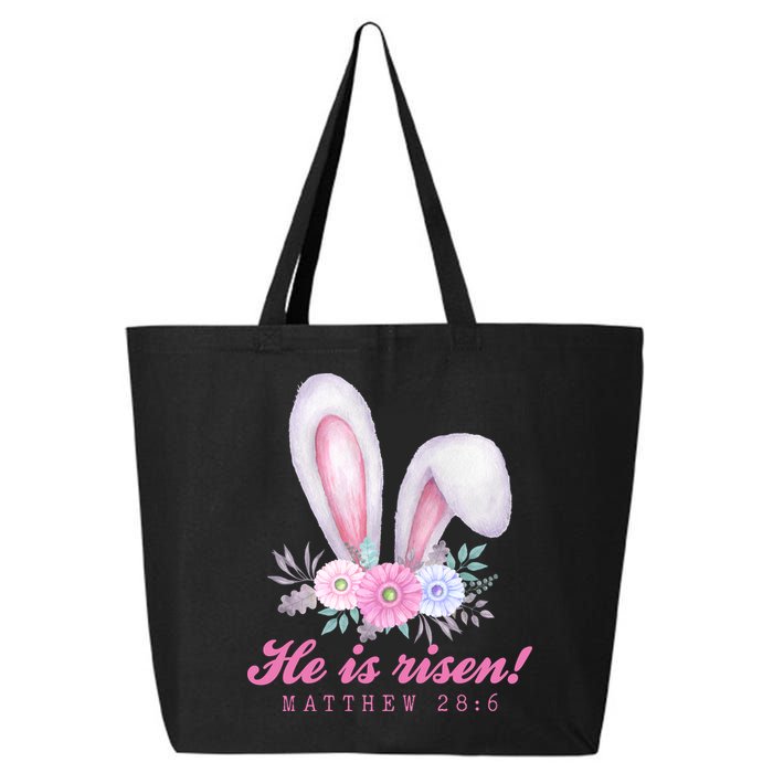 He Is Risen Easter Sunday Bunny Floral 25L Jumbo Tote
