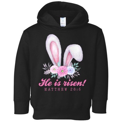 He Is Risen Easter Sunday Bunny Floral Toddler Hoodie