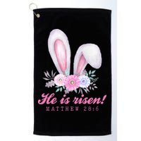 He Is Risen Easter Sunday Bunny Floral Golf Towel