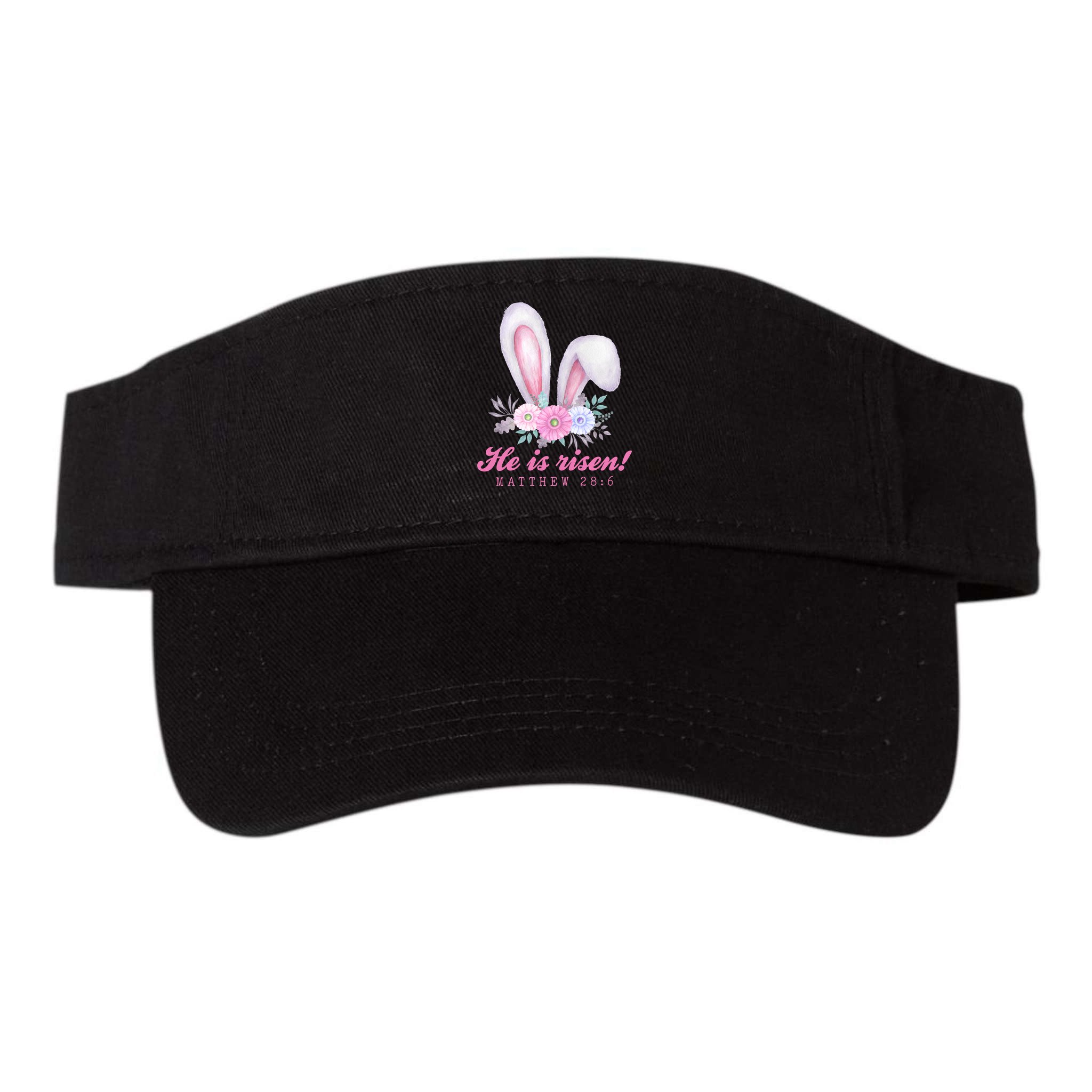He Is Risen Easter Sunday Bunny Floral Visor