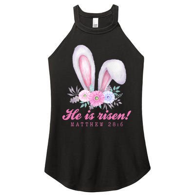 He Is Risen Easter Sunday Bunny Floral Women's Perfect Tri Rocker Tank