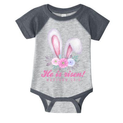 He Is Risen Easter Sunday Bunny Floral Infant Baby Jersey Bodysuit