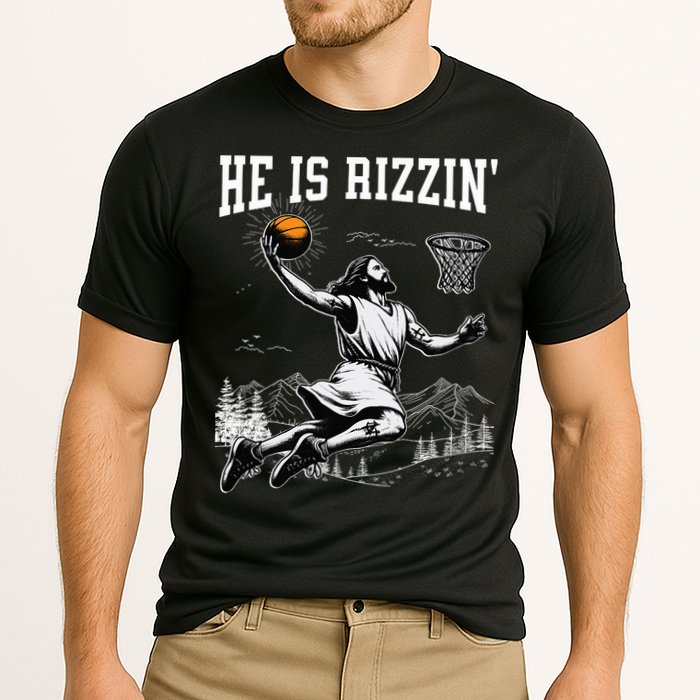 He Is Risen Rizzin Easter Jesus Christian Faith Basketball Cooling Performance Crew T-Shirt