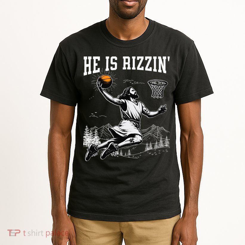He Is Risen Rizzin Easter Jesus Christian Faith Basketball Tall T-Shirt