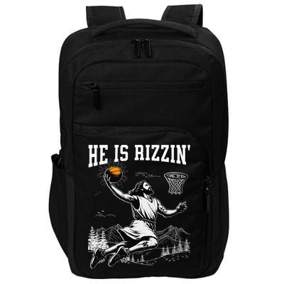 He Is Risen Rizzin Easter Jesus Christian Faith Basketball Impact Tech Backpack