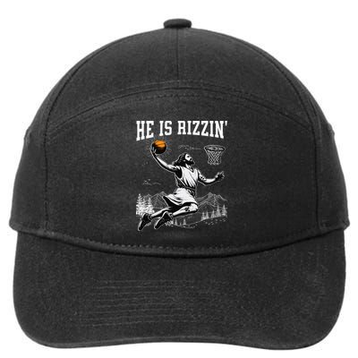He Is Risen Rizzin Easter Jesus Christian Faith Basketball 7-Panel Snapback Hat