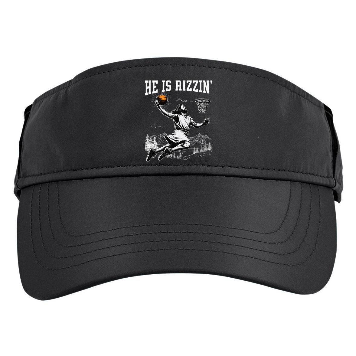He Is Risen Rizzin Easter Jesus Christian Faith Basketball Adult Drive Performance Visor