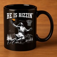 He Is Risen Rizzin Easter Jesus Christian Faith Basketball 11oz C Handle Ceramic Mug