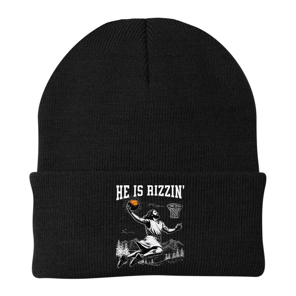 He Is Risen Rizzin Easter Jesus Christian Faith Basketball Beanie