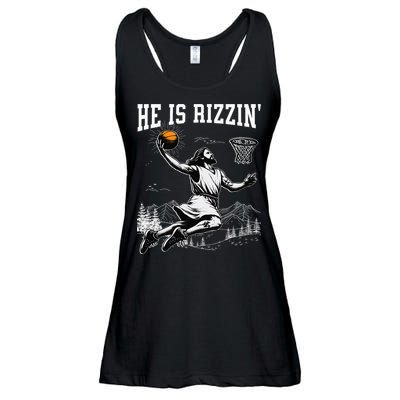 He Is Risen Rizzin Easter Jesus Christian Faith Basketball Ladies Essential Flowy Tank