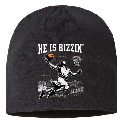 He Is Risen Rizzin Easter Jesus Christian Faith Basketball Sustainable Beanie