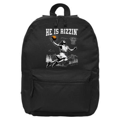 He Is Risen Rizzin Easter Jesus Christian Faith Basketball 16 in Basic Backpack