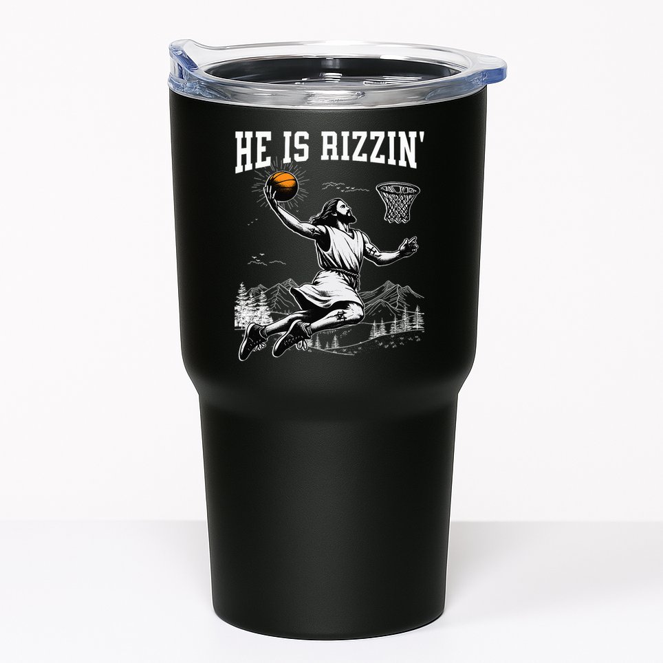 He Is Risen Rizzin Easter Jesus Christian Faith Basketball Tumbler