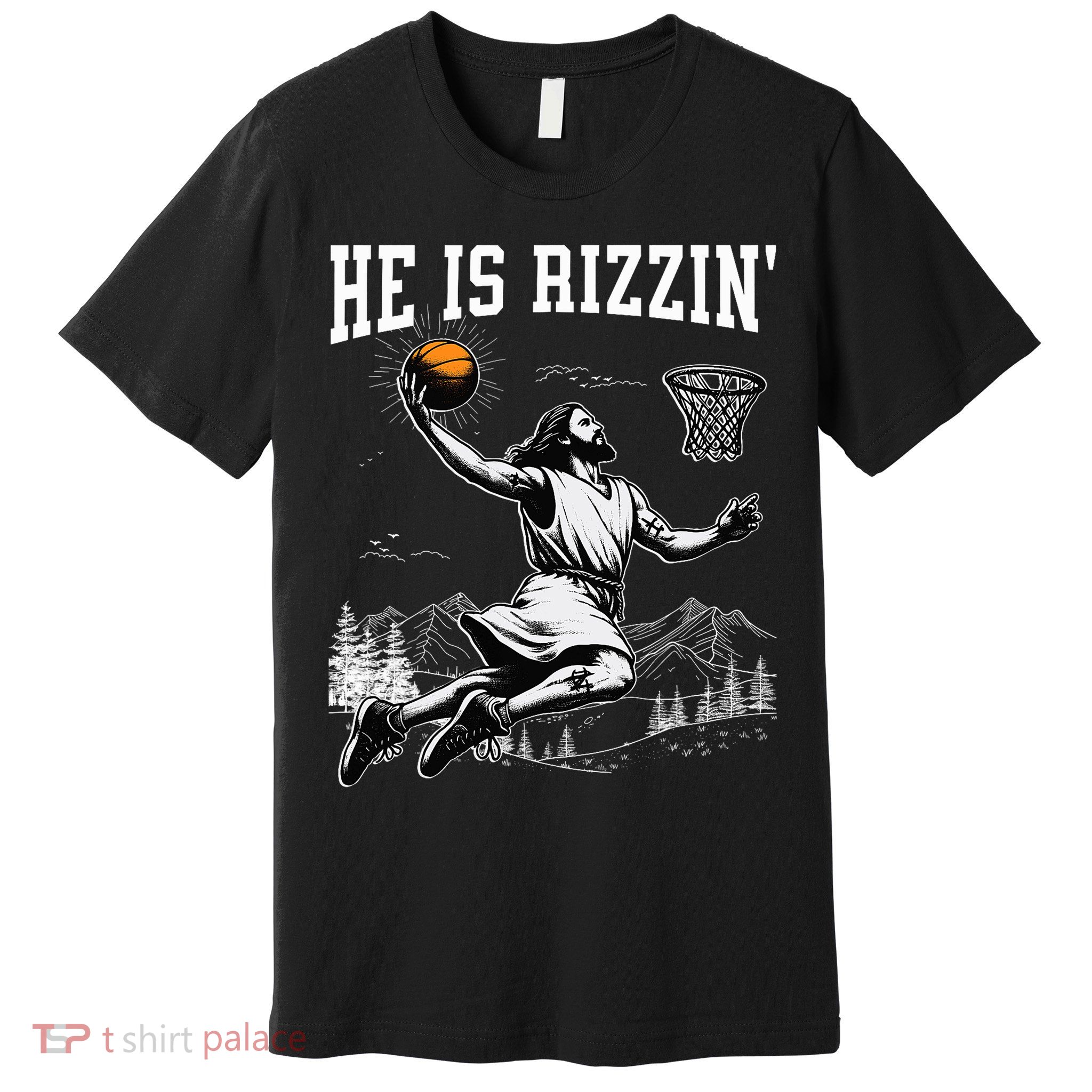 He Is Risen Rizzin Easter Jesus Christian Faith Basketball Premium T-Shirt