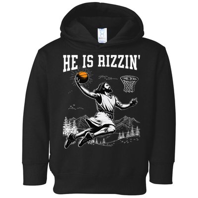 He Is Risen Rizzin Easter Jesus Christian Faith Basketball Toddler Hoodie