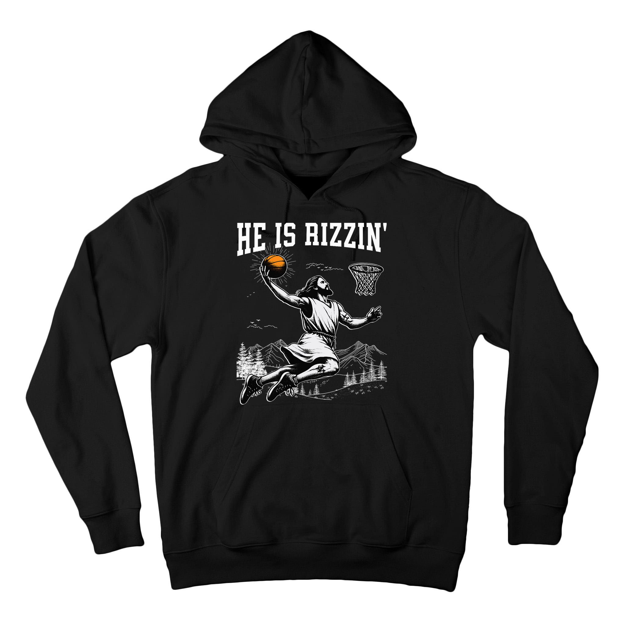 He Is Risen Rizzin Easter Jesus Christian Faith Basketball Tall Hoodie