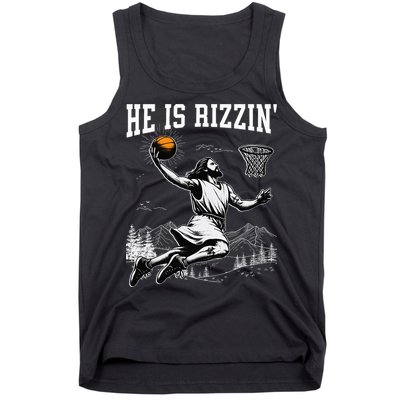 He Is Risen Rizzin Easter Jesus Christian Faith Basketball Tank Top