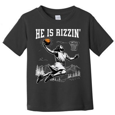 He Is Risen Rizzin Easter Jesus Christian Faith Basketball Toddler T-Shirt