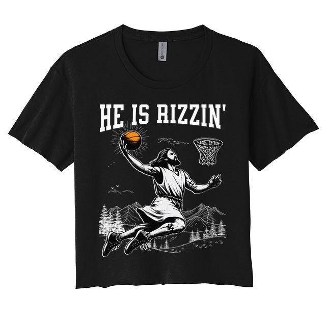 He Is Risen Rizzin Easter Jesus Christian Faith Basketball Crop Top