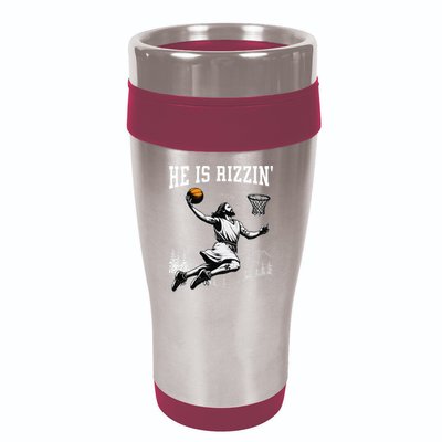 He Is Risen Rizzin Easter Jesus Christian Faith Basketball 16oz Travel Tumbler