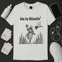 He Is Rizzin Funny Basketball Retro Christian Religious T-Shirt