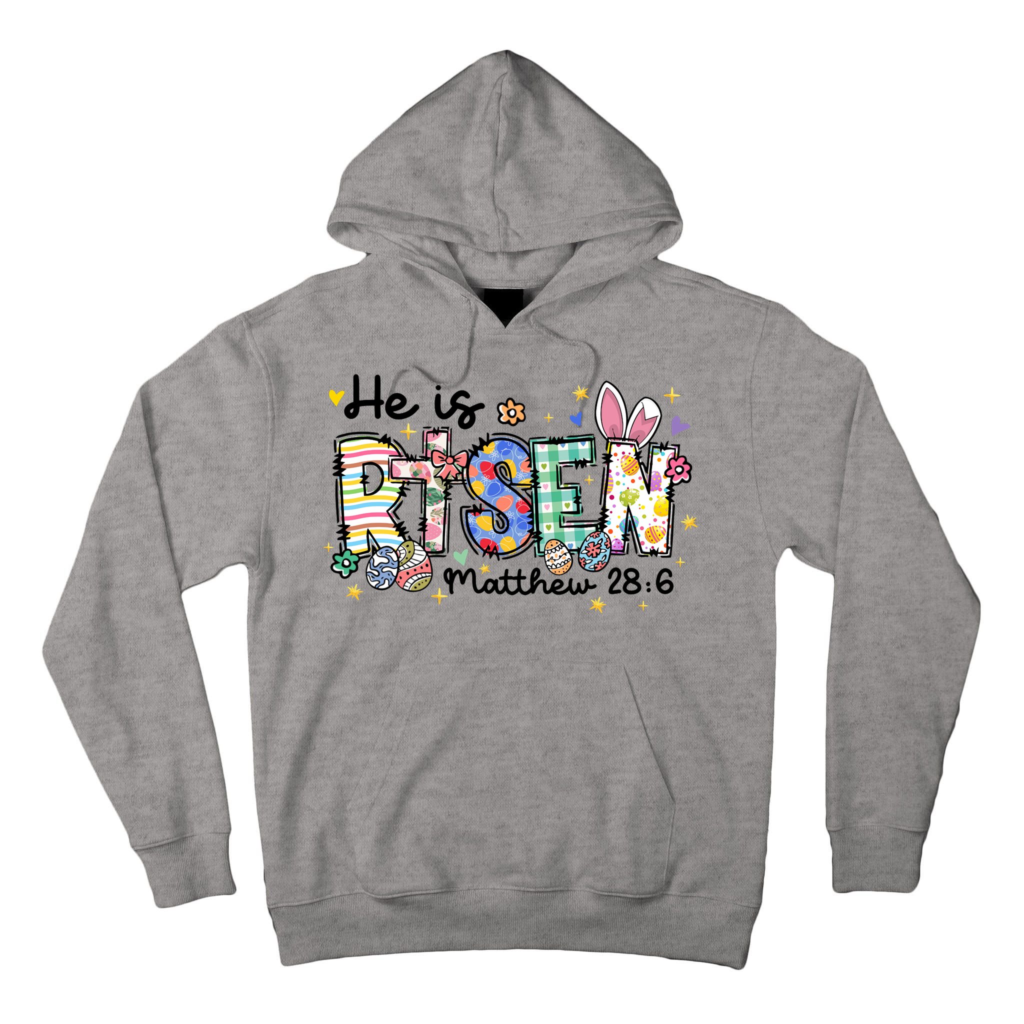 He Is Risen Jesus Christian Easter Floral Wreath Women Girl Long Sleeve Tall Hoodie