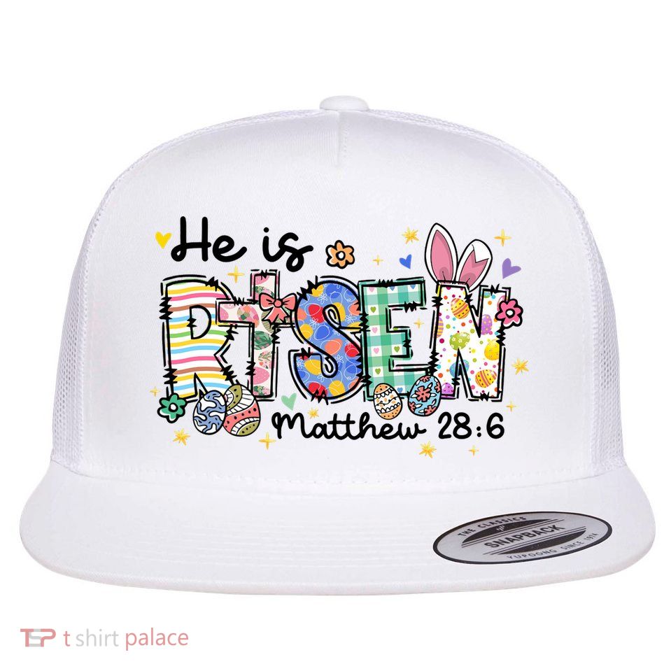 He Is Risen Jesus Christian Easter Floral Wreath Women Girl Long Sleeve Flatbill Hat