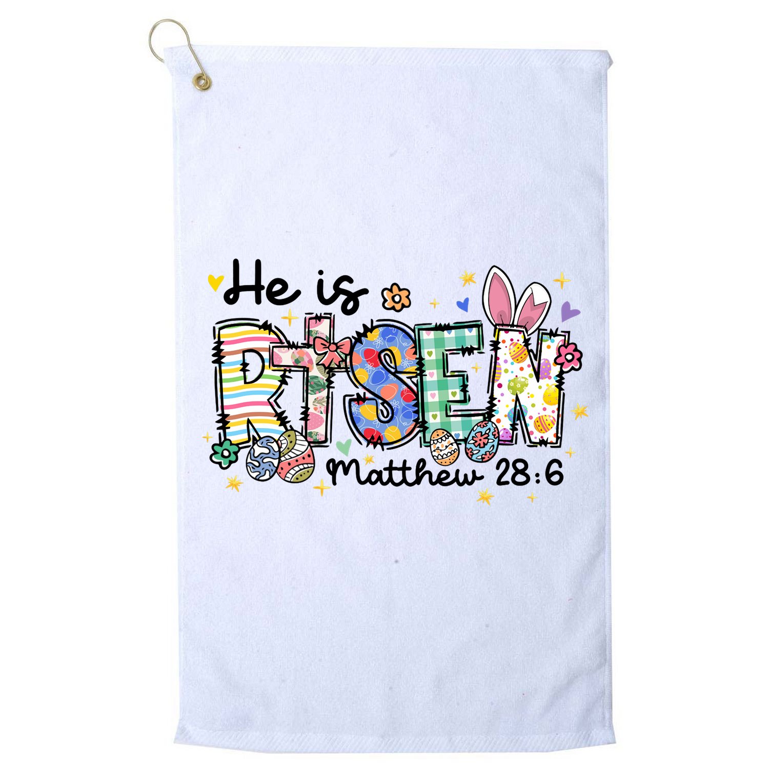 He Is Risen Jesus Christian Easter Floral Wreath Women Girl Long Sleeve Golf Towel
