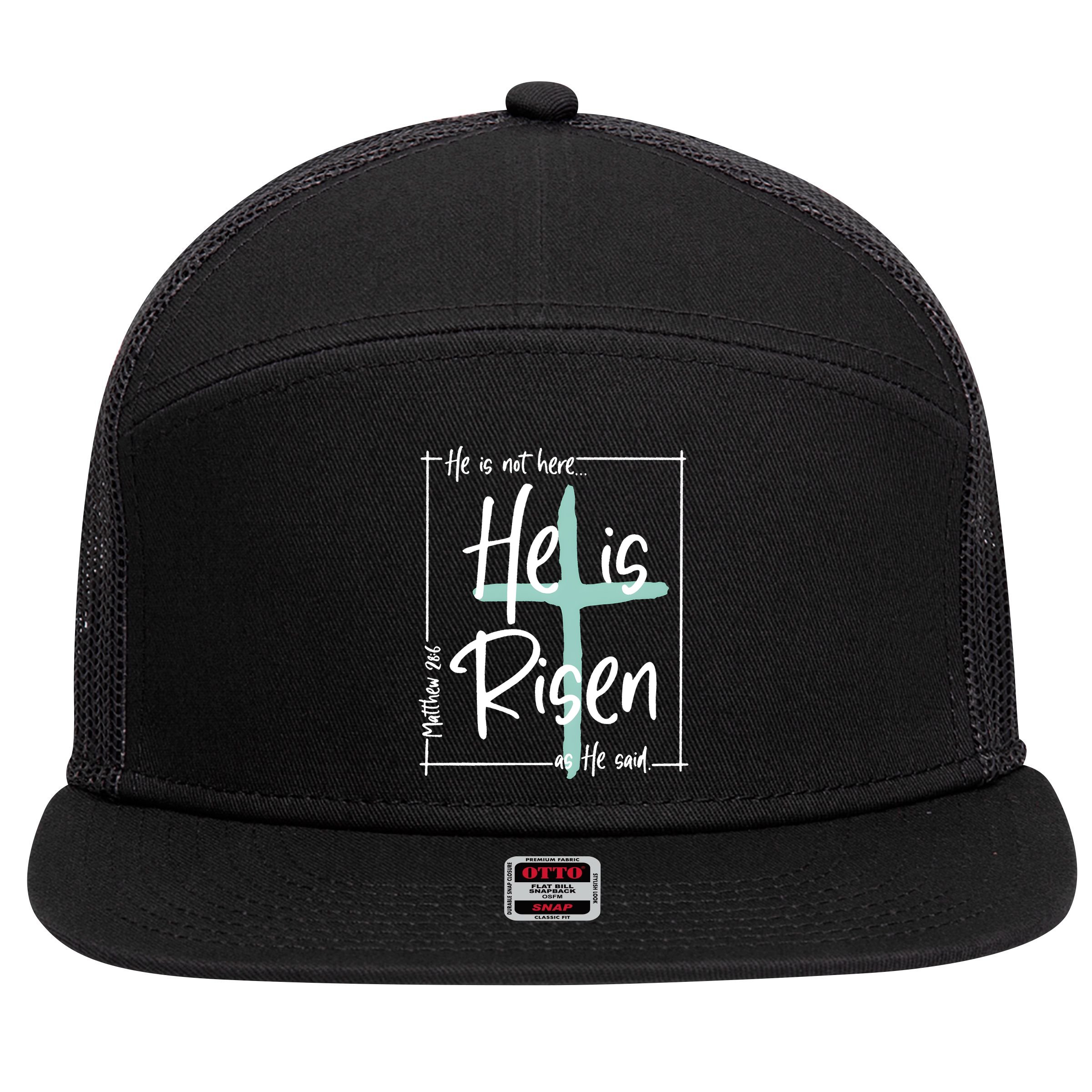 He Is Risen As He Said Christian Easter Day 7 Panel Mesh Trucker Snapback Hat
