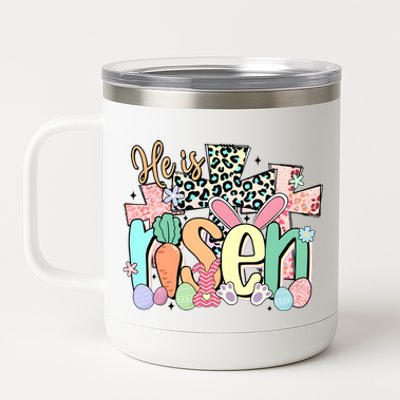 He Is Risen Retro Easter Vibes 12 oz Stainless Steel Tumbler Cup