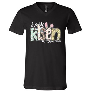 He Is Risen Easter Christian Family V-Neck T-Shirt