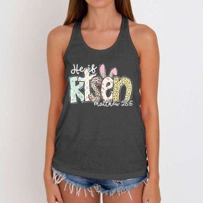 He Is Risen Easter Christian Family Women's Knotted Racerback Tank