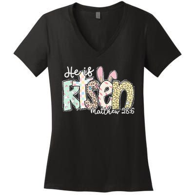 He Is Risen Easter Christian Family Women's V-Neck T-Shirt