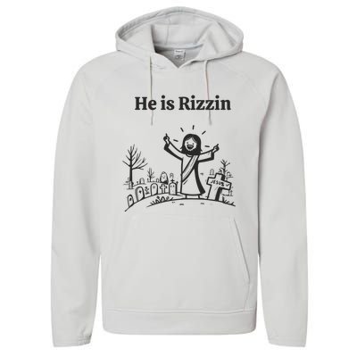 He Is Rizzin Performance Fleece Hoodie