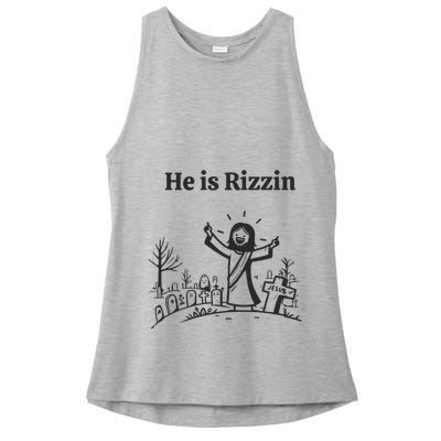 He Is Rizzin Ladies PosiCharge Tri-Blend Wicking Tank