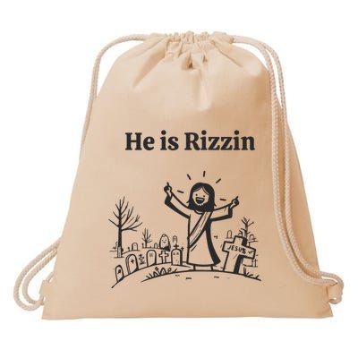 He Is Rizzin Drawstring Bag
