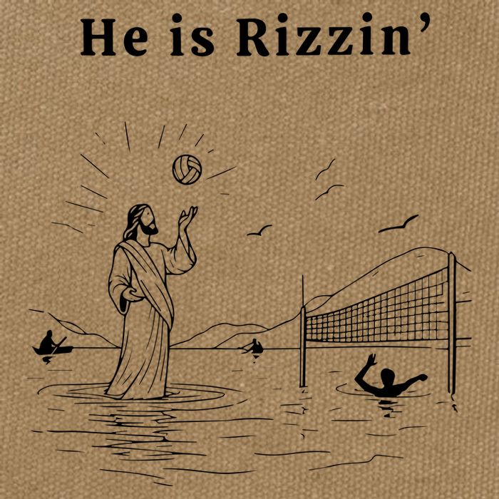 He Is Rizzin Jesus Playing Volleyball Cotton Canvas Backpack