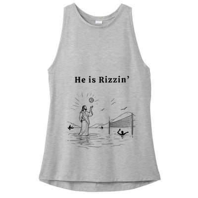 He Is Rizzin Jesus Playing Volleyball Ladies PosiCharge Tri-Blend Wicking Tank