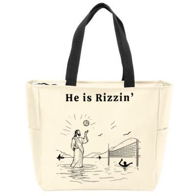 He Is Rizzin Jesus Playing Volleyball Zip Tote Bag